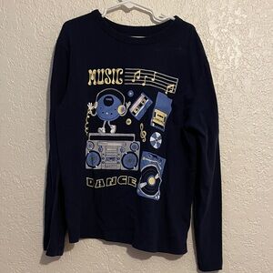GAP Kids Navy Long Sleeve Tee with Music Graphic